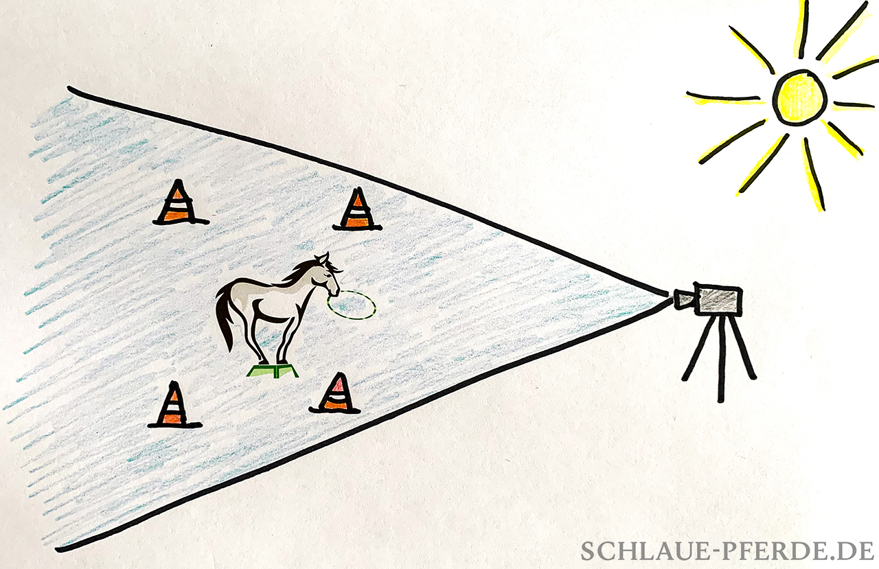 Schematische Skizze zum Aufbau von Kamera und zum Abstecken deines Bewegungsspielraums beim Filmen